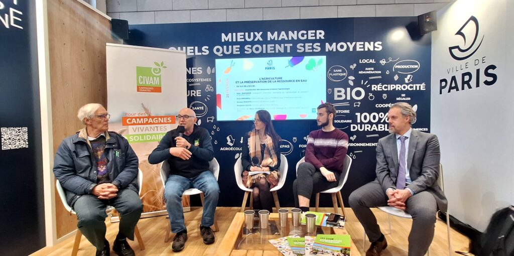 Nicolas Verzotti est intervenu aux côtés de Marc Dufumier, président d'AgriParis Seine, Cécile Détang-Dessendre, directrice scientifique adjointe Agriculture de l'INRAE, Thomas Uthayakumar, directeur des programmes et du plaidoyer de la Fondation pour la Nature et l'Homme.